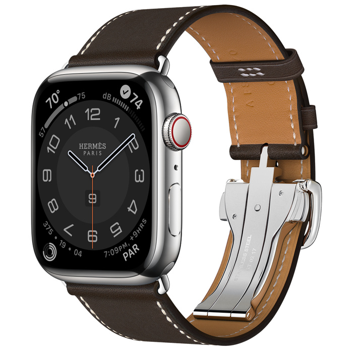 фото Умные часы apple watch hermes 8 series gps + cellular 45mm silver stainless steel case wit