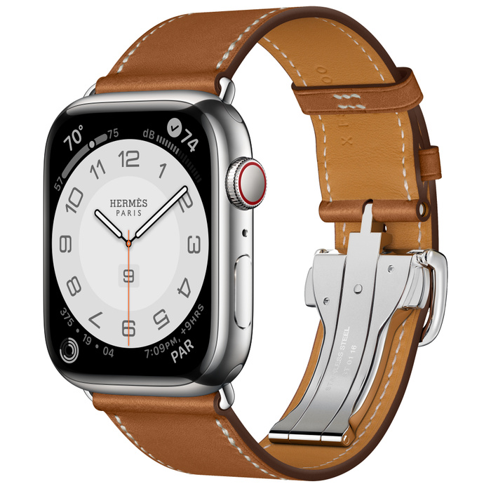 фото Умные часы apple watch hermes 8 series gps + cellular 45mm silver stainless steel case wit