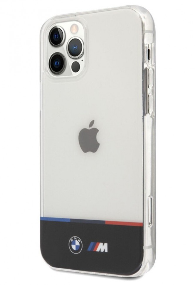 фото Чехол cg mobile bmw m-collection pc/tpu black printed logo iphone 12 pro max, прозрачный