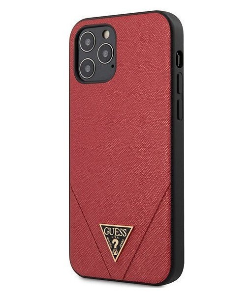 фото Чехол cg mobile guess pu saffiano triangle metal logo hard для iphone 12/12 pro, красный