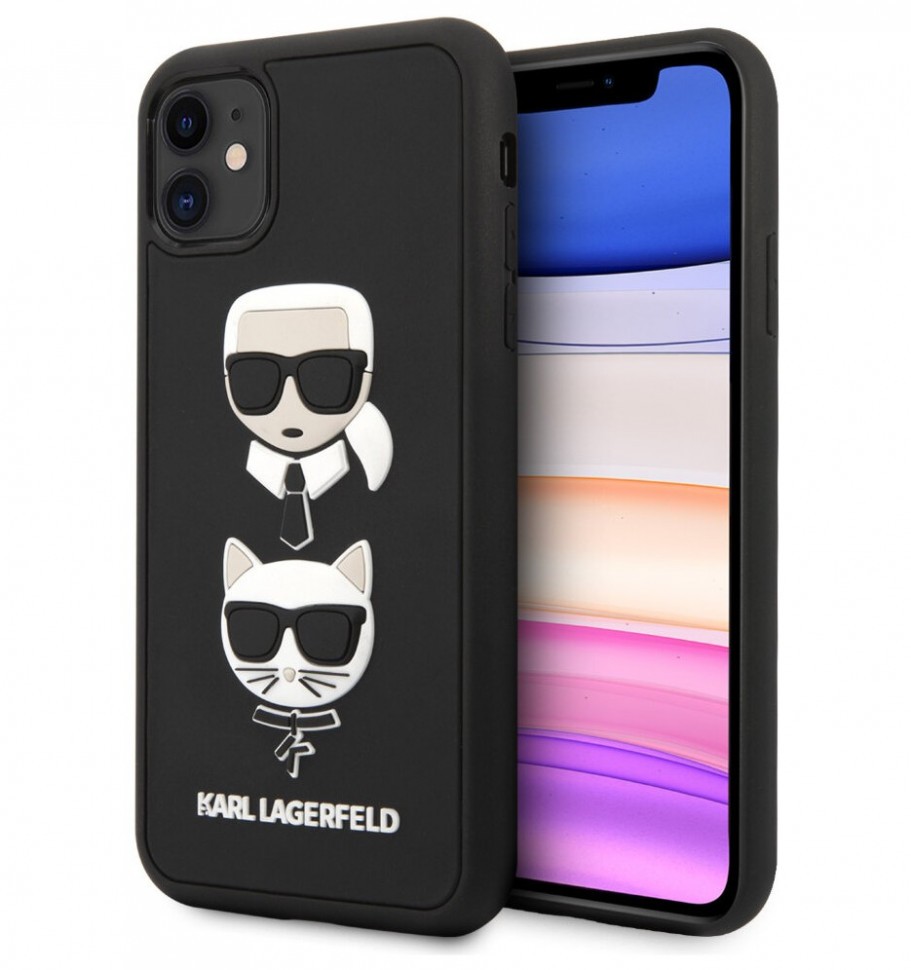 фото Чехол cg mobile karl lagerfeld 3d rubber karl and choupette hard для iphone 11, черный