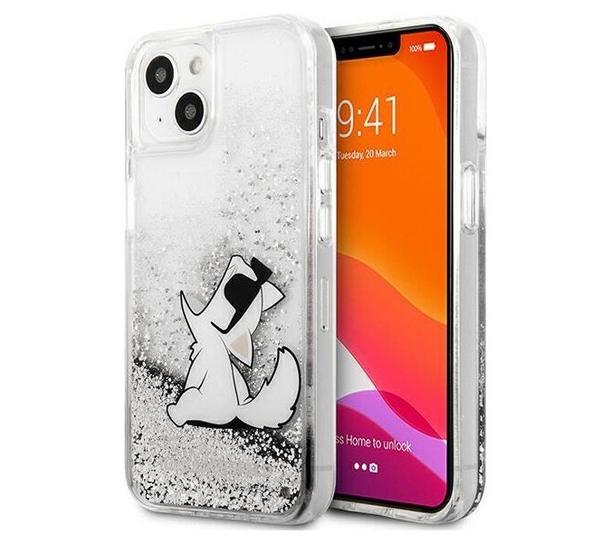 фото Чехол cg mobile karl lagerfeld pc/tpu choupette fun hard для iphone 13 mini, серебристый