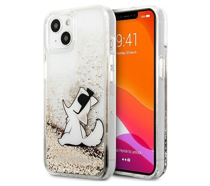 фото Чехол cg mobile karl lagerfeld pc/tpu choupette fun hard для iphone 13 mini, золотой