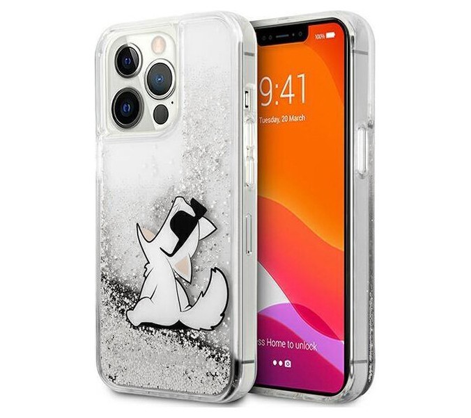 фото Чехол cg mobile karl lagerfeld pc/tpu choupette fun hard для iphone 13 pro, серебристый