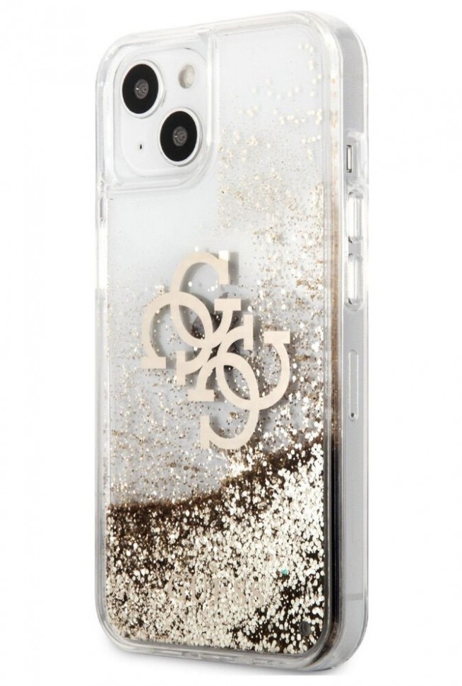 фото Чехол cg mobile guess liquid glitter 4g big logo hard для iphone 13, золотой