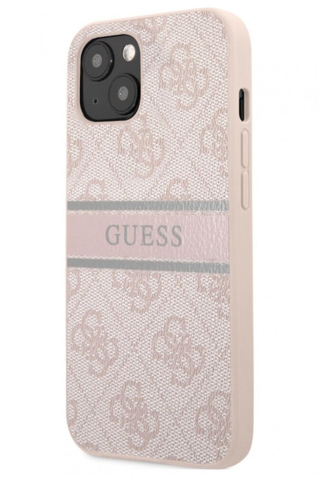 фото Чехол cg mobile guess pu 4g stripe printed logo hard для iphone 13, розовый