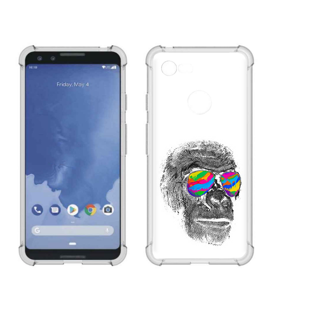 

Чехол MyPads Tocco для Google Pixel 3 крутая обезьяна в очках, Прозрачный, Tocco