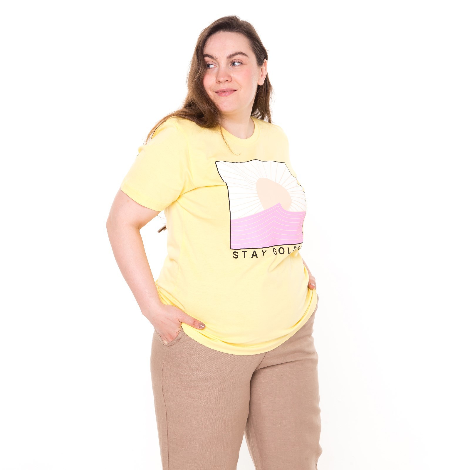 

Футболка женская NoBrand Commy желтая 54 RU, Желтый, Commy