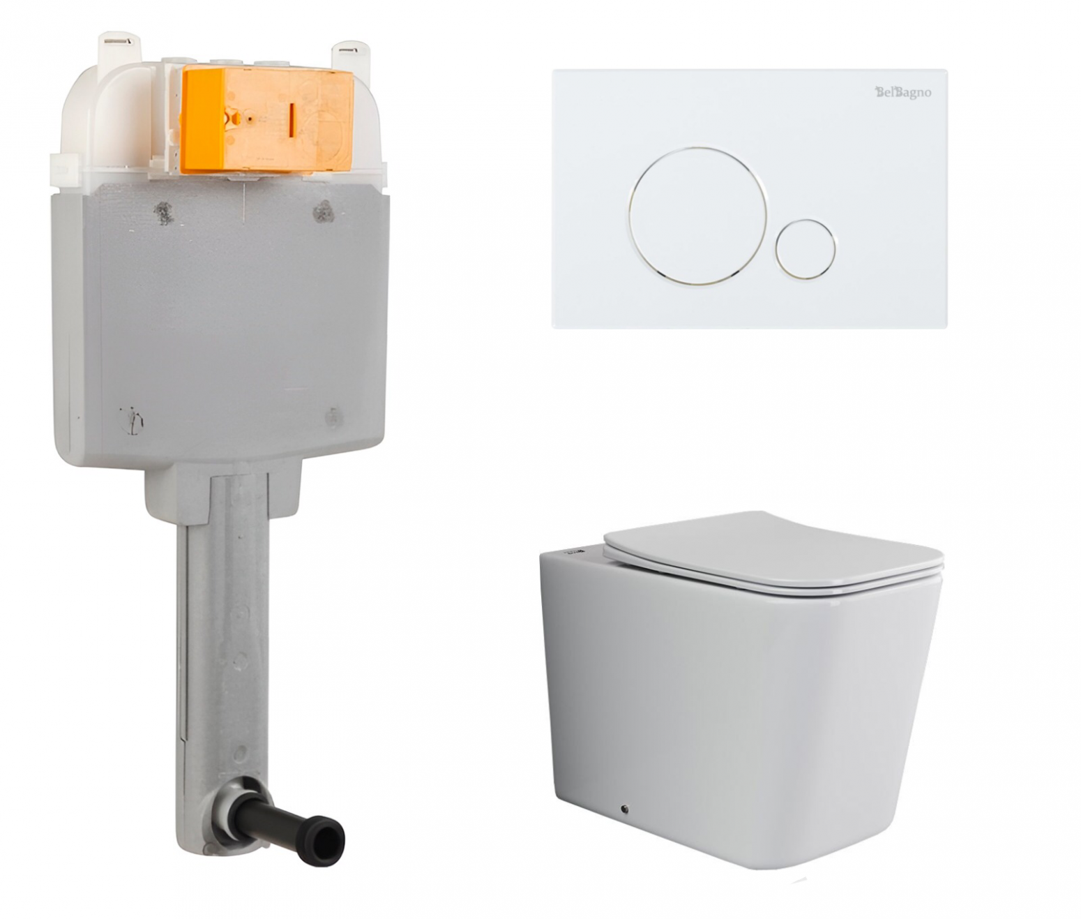 

Комплект: смывной бачок BelBagno + унитаз Cubic Rimless с кнопкой белой, 541772