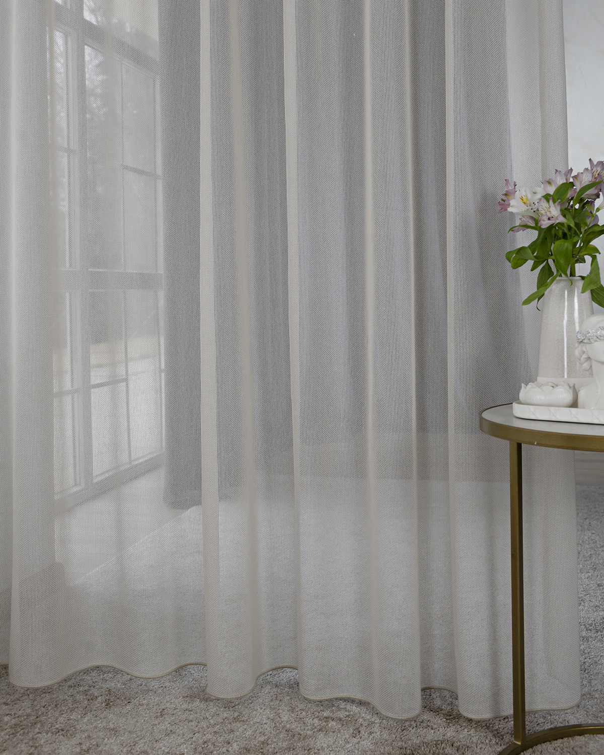 

Тюль антикоготь Evrika Home с утяжелителем 400х300 Катара Бежевый, Катара