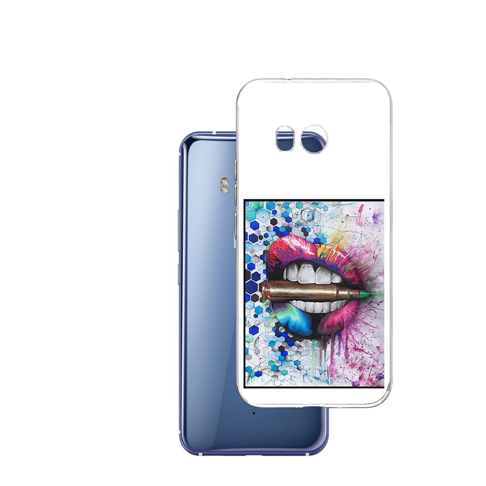 

Чехол MyPads Tocco для HTC U11 разноцветные губы с пулей, Прозрачный, Tocco
