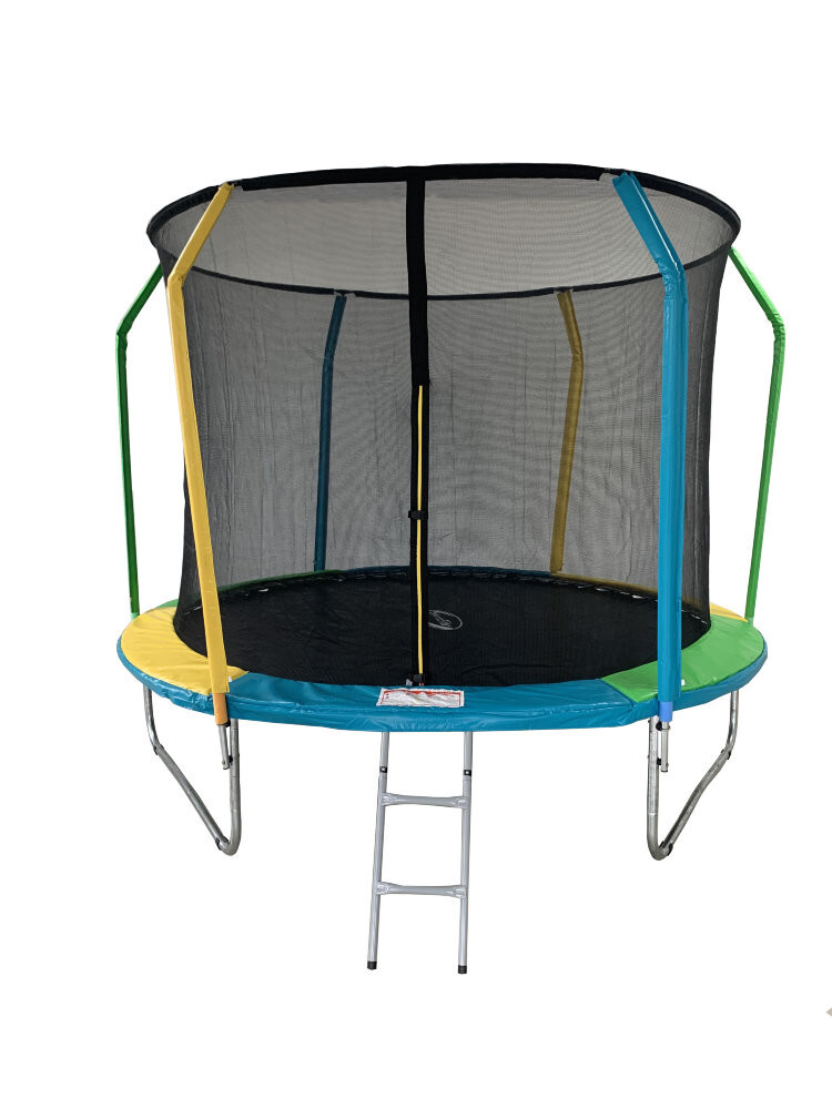 

Батут SportElite Fly с сеткой и лестницей 305 см, желтый/голубой/зеленый, Fly