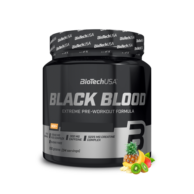 Предтренировочный комплекс BioTechUSA Black Blood NOX+ порошок 330 г, тропические фрукты