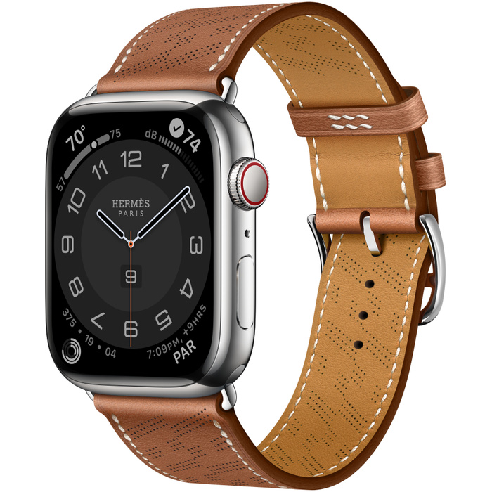 фото Умные часы apple watch hermes 8 series gps + cellular 45mm silver stainless steel case wit