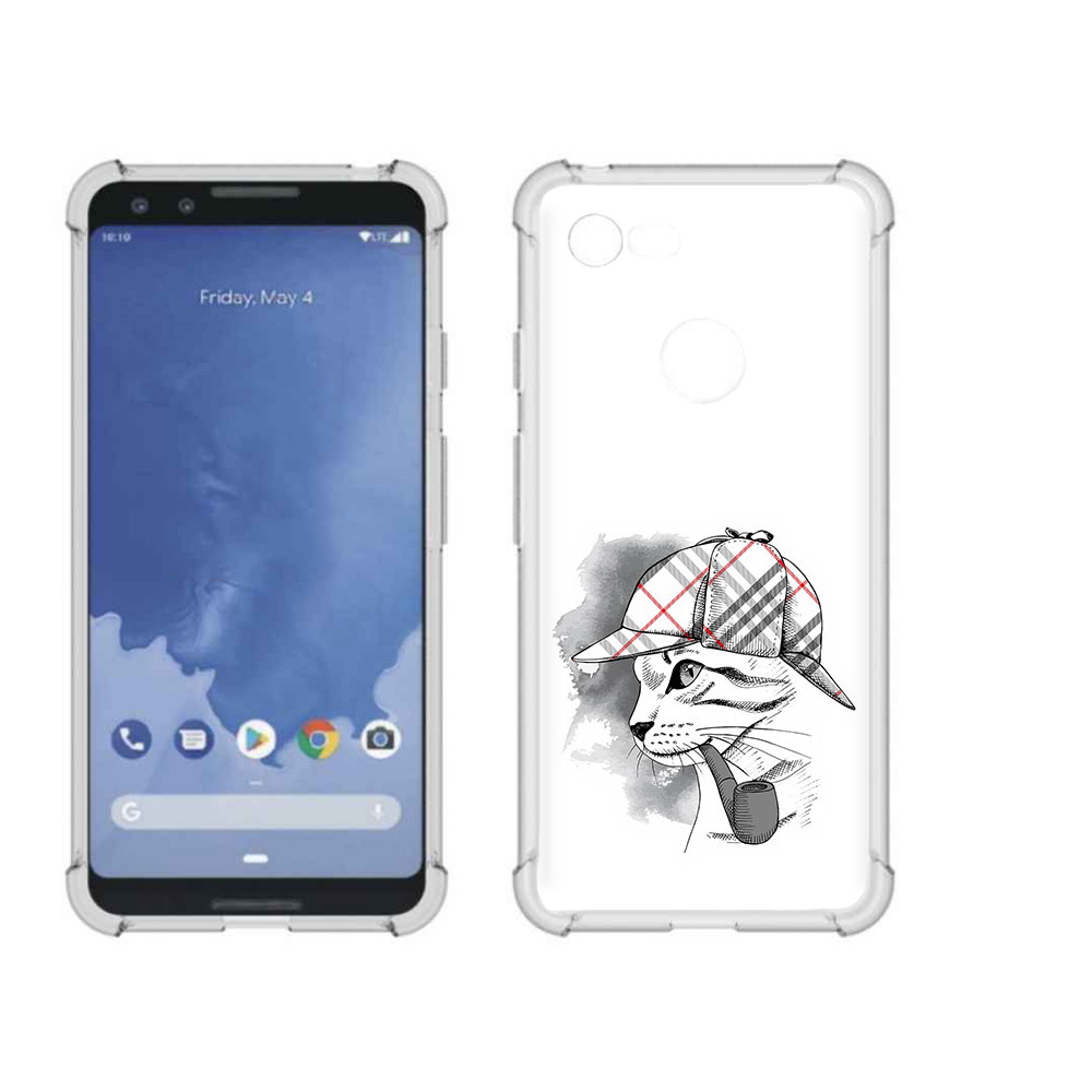 

Чехол MyPads Tocco для Google Pixel 3 кошка с трубкой, Прозрачный, Tocco
