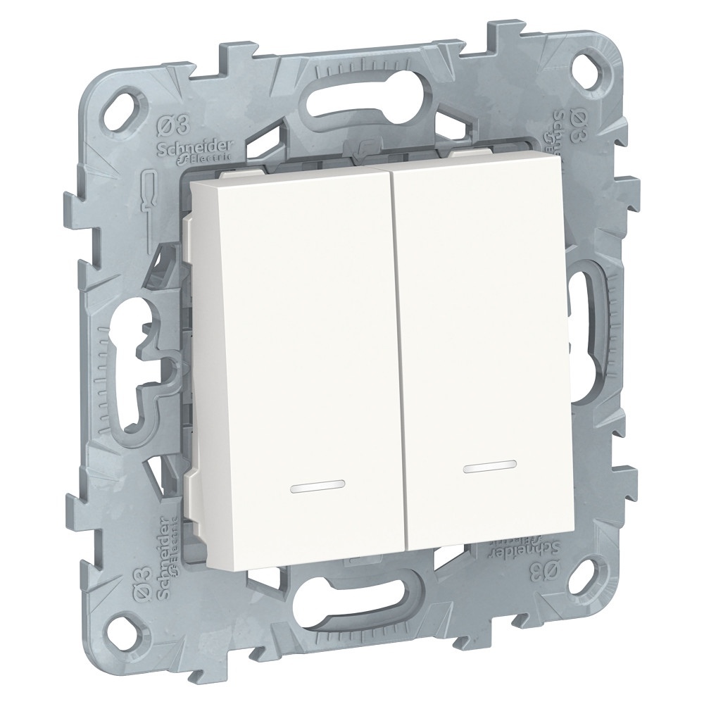 

Выключатель Schneider Electric 2-клавишный белый NU521318N.9 9 шт