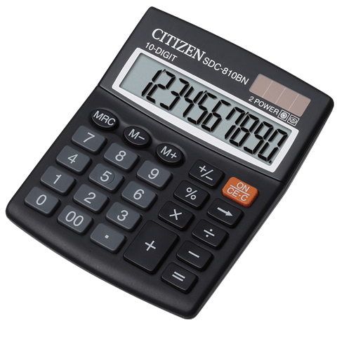 

Калькулятор настольный CITIZEN SDC-810N, 10 разрядный с двойным питанием