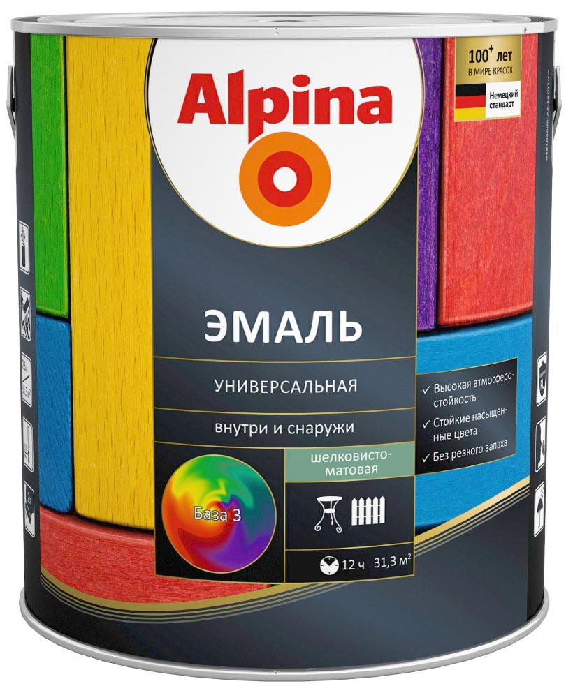 

ALPINA Эмаль алкидная универсальная база 3 прозрачная шелковисто-матовая (2,13л), Прозрачный, 948103694