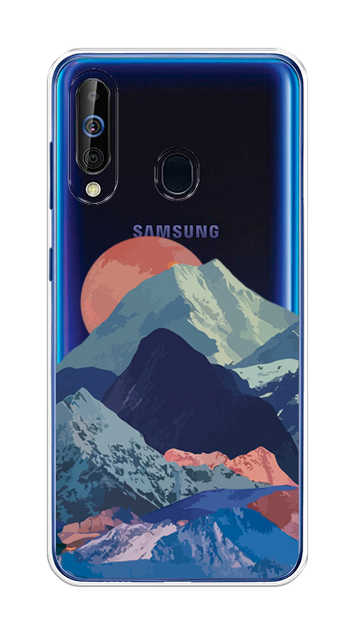 

Чехол на Samsung Galaxy A60 "Закат в снежных горах", Красный;серый;голубой, 28250-2