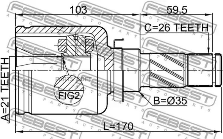 

FEBEST ШРУС ВНУТРЕННИЙ ЛЕВЫЙ 21X35X26