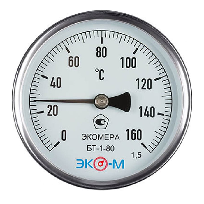 

Термометр биметаллический ЭКОМЕРА БТ-1-80, 0-160С L=60