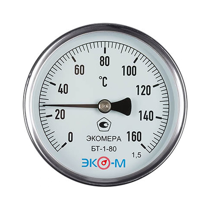 

Термометр биметаллический ЭКОМЕРА БТ-1-80, 0-160С L=100