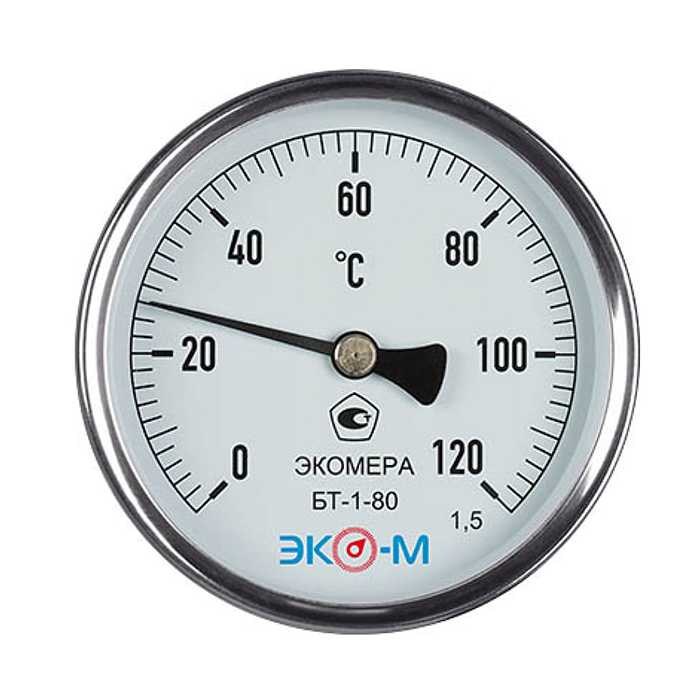 

Термометр биметаллический ЭКОМЕРА БТ-1-80, 0-120С L=80