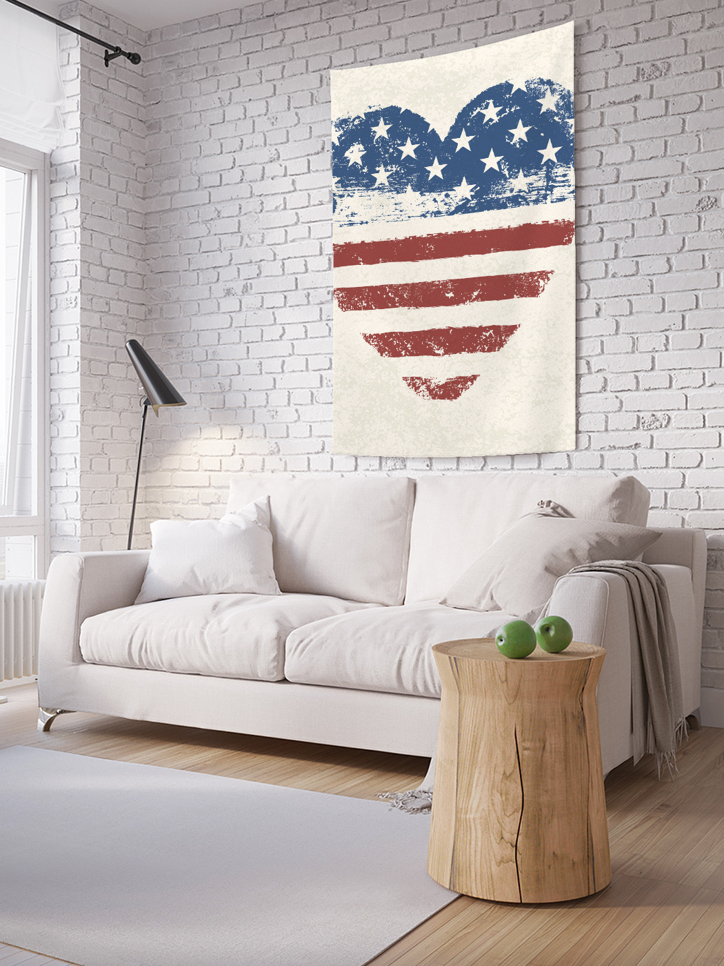 фото Вертикальное фотопанно на стену joyarty "американский флаг в сердце", 150x200 см