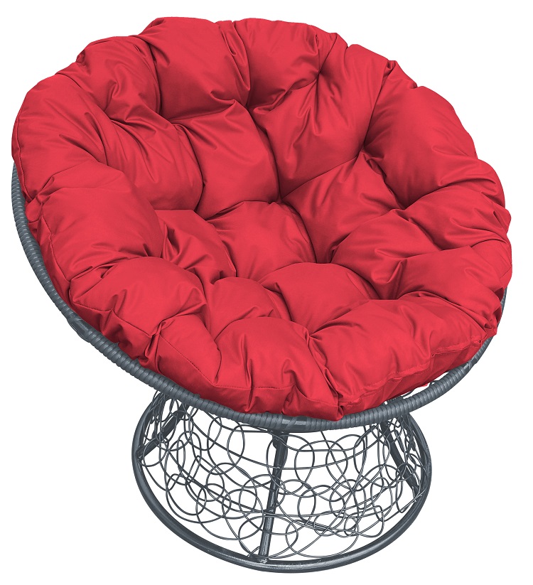 фото Садовое кресло m-group папасан с ротангом сероекрасная подушка