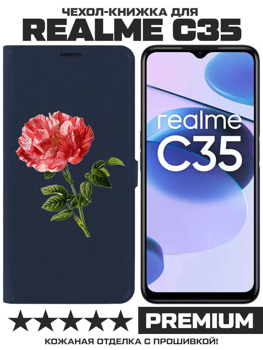 

Чехол-книжка Eco Book для Realme C35 Рисованная роза, Синий