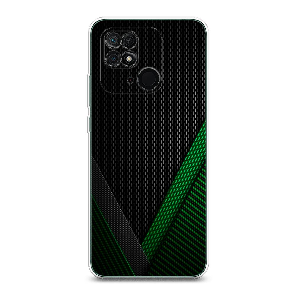 фото Силиконовый чехол "зеленый карбон" на xiaomi redmi 10c awog