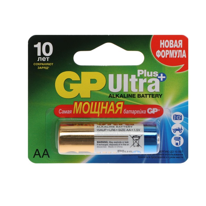 фото Батарейка алкалиновая gp ultra plus, aa, lr6-1bl, 1.5в, блистер, 1 шт.