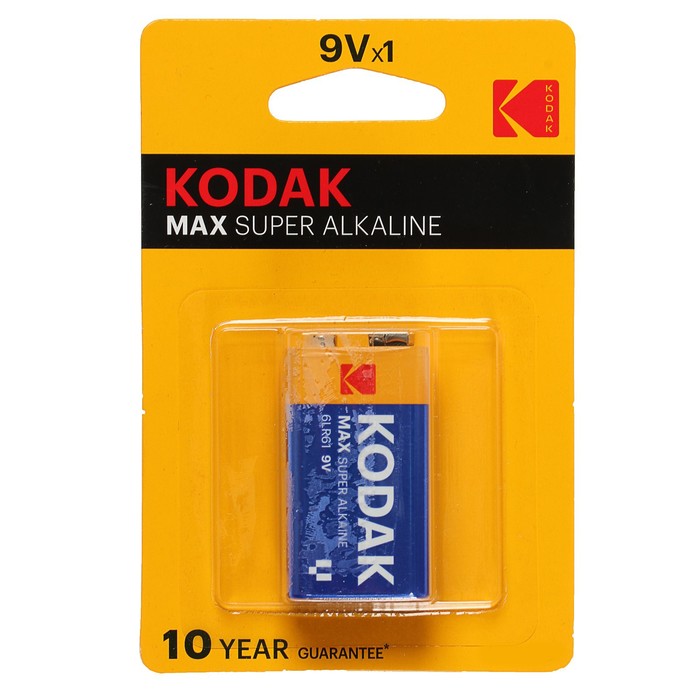 

Батарейка алкалиновая Kodak Max, 6LR61-1BL, 9В, крона, блистер, 1 шт.