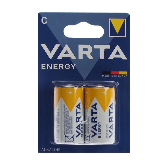 

Батарейка алкалиновая Varta Energy, C, LR14-2BL, 1.5В, блистер, 2 шт.