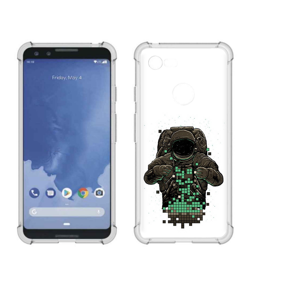 

Чехол MyPads Tocco для Google Pixel 3 космонавт с пикселями, Прозрачный, Tocco