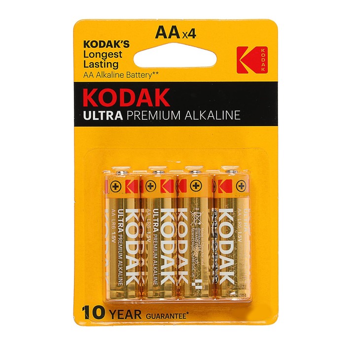 

Батарейка алкалиновая Kodak Ultra, AA, LR6-4BL, 1.5В, блистер, 4 шт.