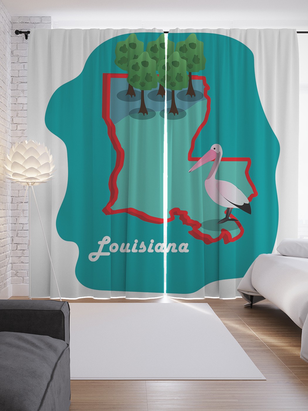 

Шторы JoyArty с фотопечатью "Штат Луизиана" из сатена, 290х265 см, Штат Луизиана