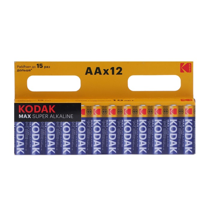 

Батарейка алкалиновая Kodak Max, AA, LR6-12BL, 1.5В, блистер, 12 шт.