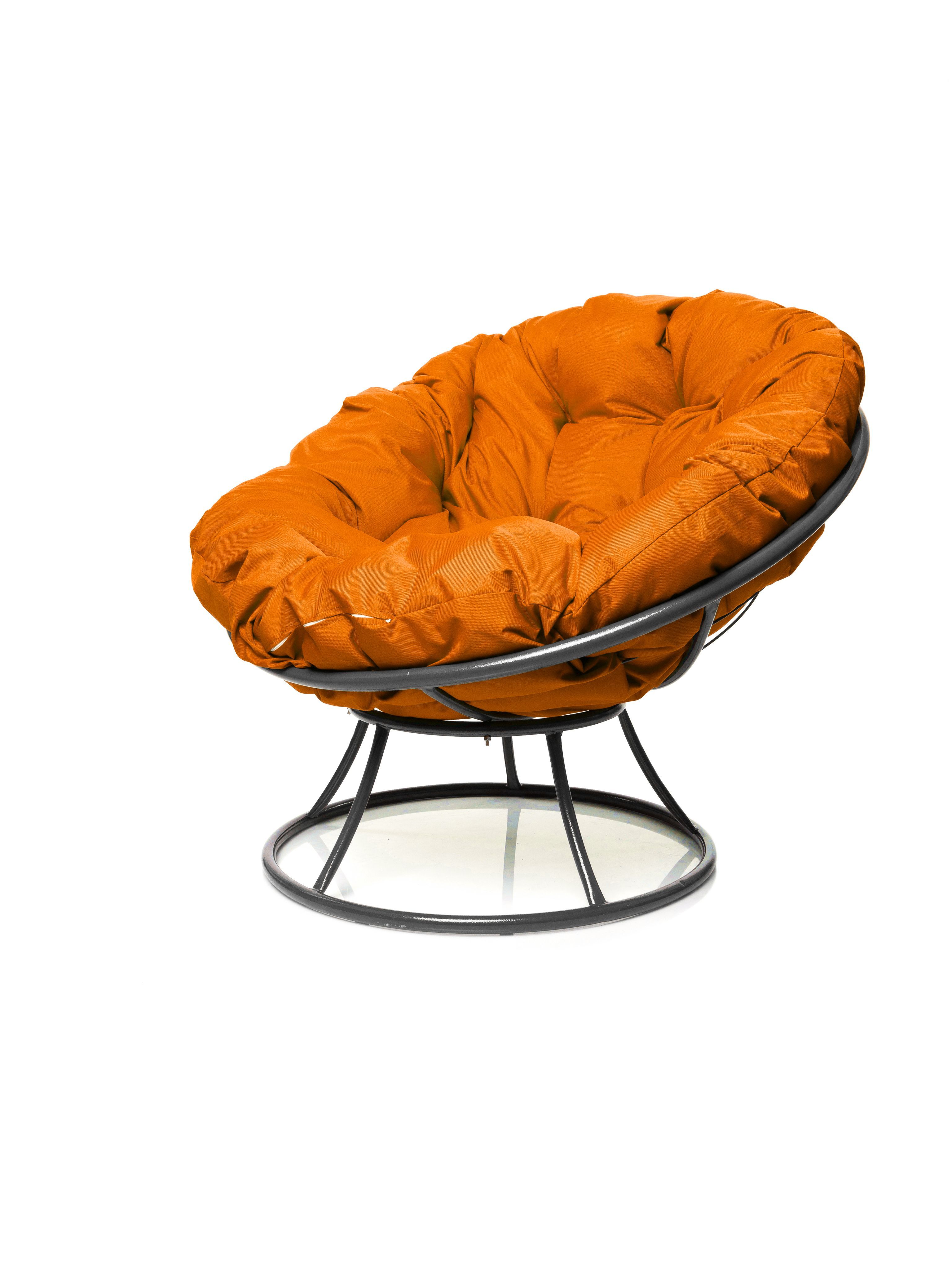 

Кресло M-GROUP ПАПАСАН без ротанга серое, оранжевая подушка, Серый, ПАПАСАН без ротанга