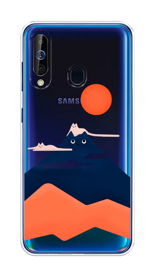 

Чехол на Samsung Galaxy A60 "Кот-гора", Черный;оранжевый, 28250-4