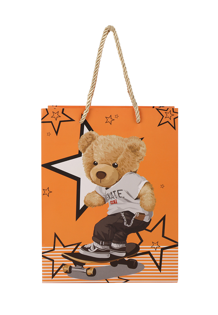 

Пакет подарочный KariKids Модные мишки 18*23*10 K8145-1, Оранжевый