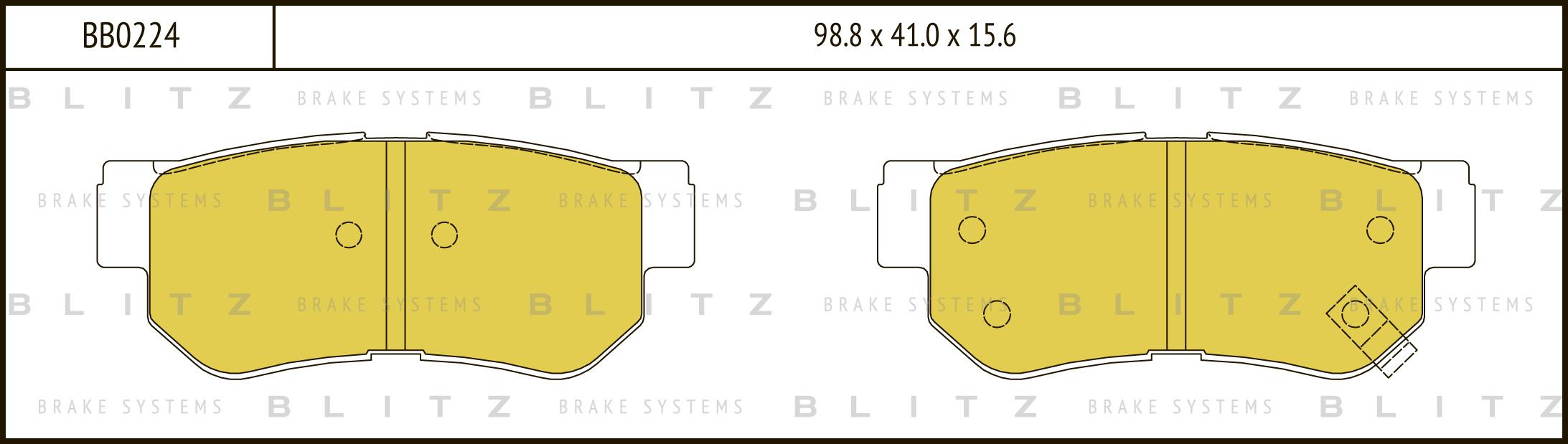 

Тормозные колодки BLITZ задние дисковые для Hyundai Sonata 99-00 BB0224