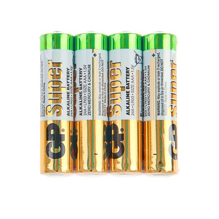 

Батарейка алкалиновая GP Super, AAA, LR03-4S, 1.5В, спайка, 4 шт.