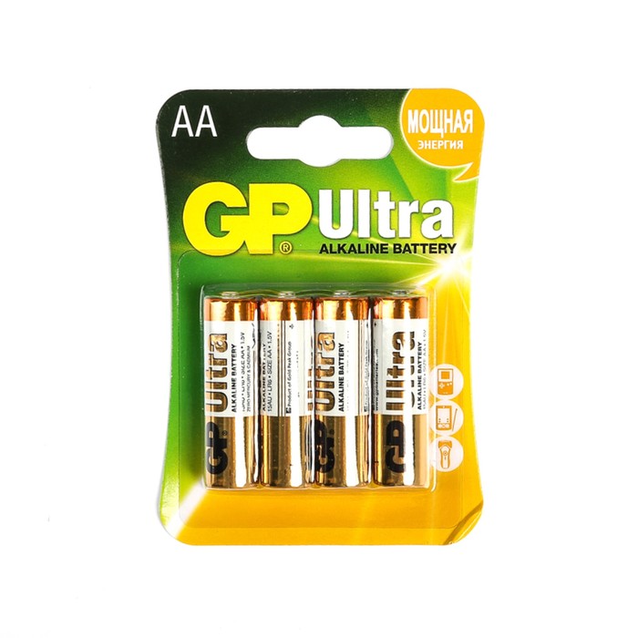 

Батарейка алкалиновая GP Ultra, AA, LR6-4BL, 1.5В, блистер, 4 шт.