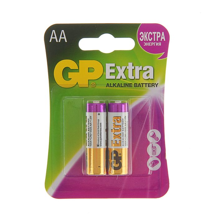 

Батарейка алкалиновая GP Extra, AA, LR6-2BL, 1.5В, блистер, 2 шт.