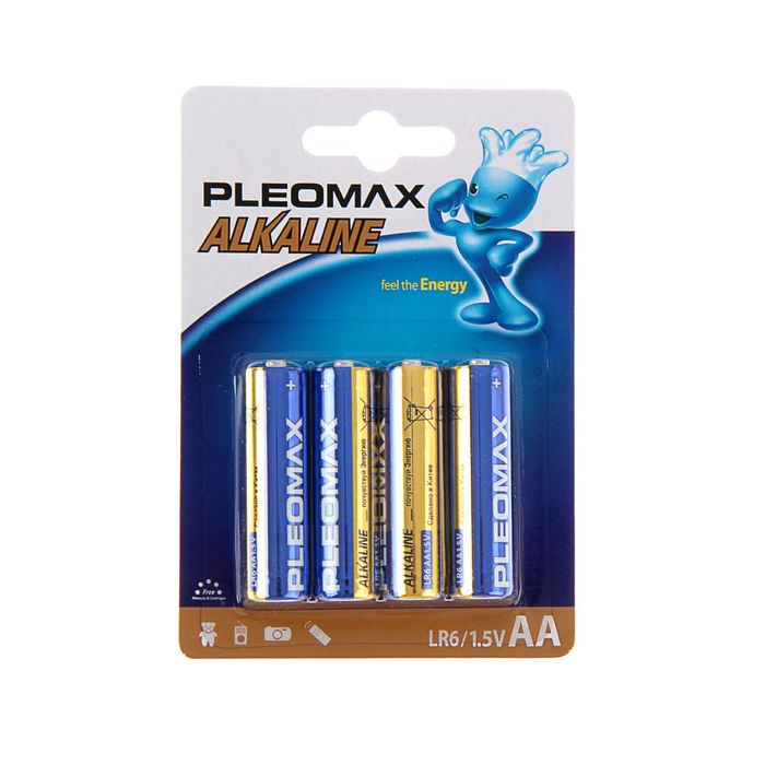

Батарейка алкалиновая Pleomax, AA, LR6-4BL, 1.5В, блистер, 4 шт.