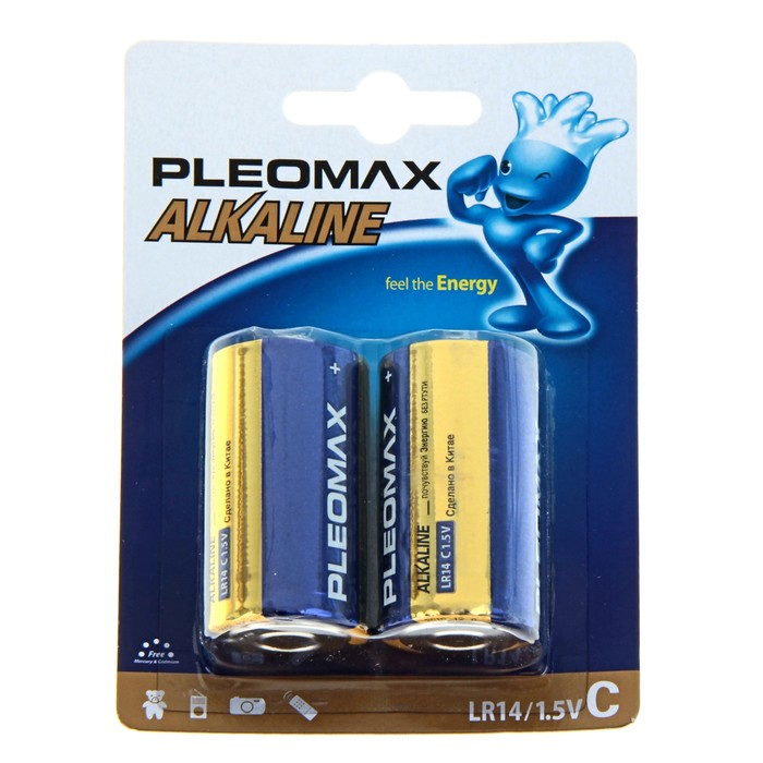 

Батарейка алкалиновая Pleomax, С, LR14-2BL, 1.5В, блистер, 2 шт.