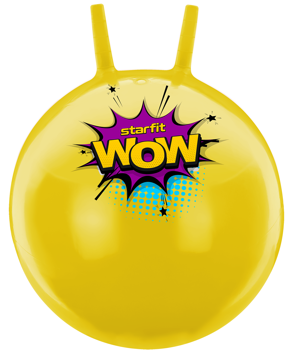 

Без упаковки мяч-попрыгун Starfit Gb-0402, Wow, 55 см, 650 гр, с рожками, желтый, антивзры