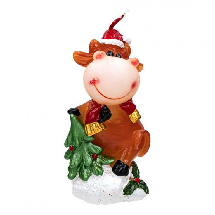 Свеча декоративная новогодняя Снежное кружево Символ года 8 см в ассортименте