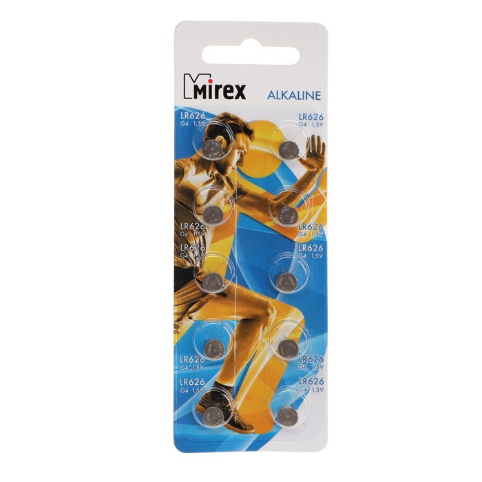 

Батарейка алкалиновая Mirex, LR626, AG4, 1.5В, блистер, 10 шт